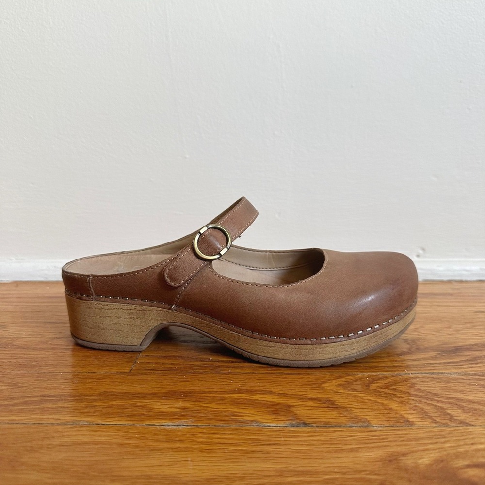 Dansko Bria Mary Jane Clog Size 37/US 6.5 Oiled Leather Mule Slide Brown